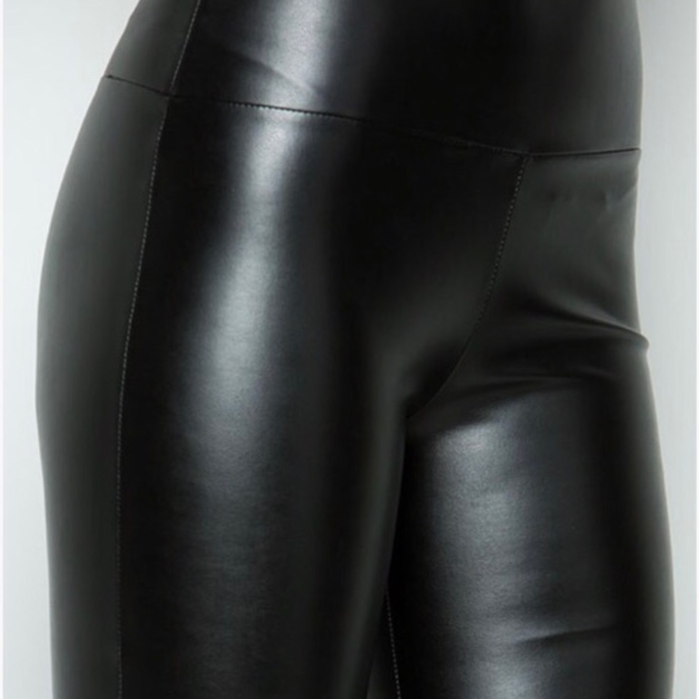 VEGAN LEATHER WIDE WAIST BAND LEGGING - Picture 5 of 9